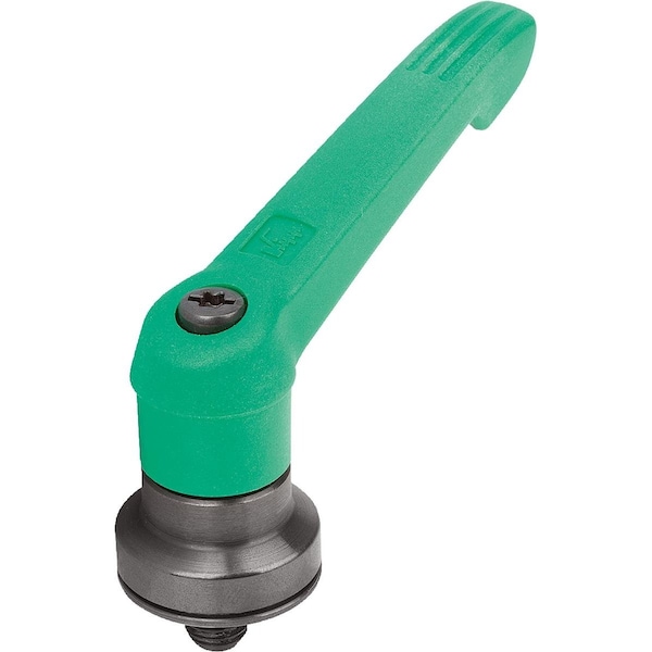 Adj Handle W Clamp Force Intensif Size:2 M08X10, Plastic Green Ral6032, Comp:Steel Blk Oxidized